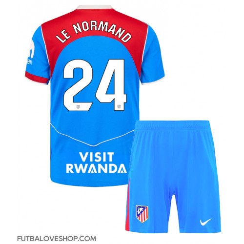 Dres Atletico Madrid Robin Le Normand #24 Tretina pre deti 2025-26 Krátky Rukáv (+ trenírky)